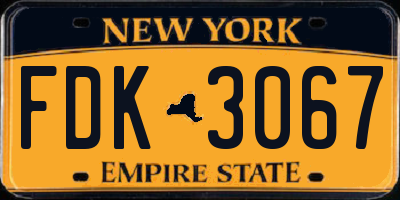NY license plate FDK3067