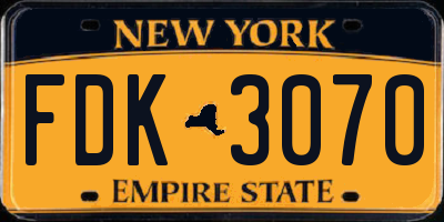 NY license plate FDK3070