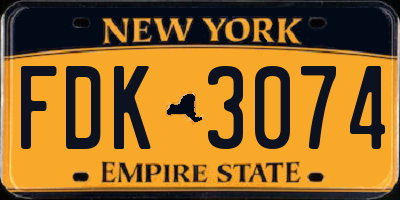 NY license plate FDK3074