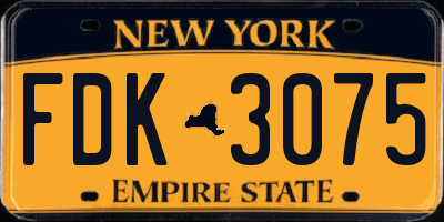 NY license plate FDK3075