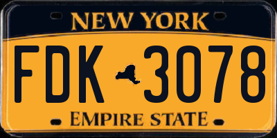 NY license plate FDK3078