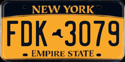 NY license plate FDK3079