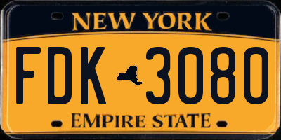 NY license plate FDK3080