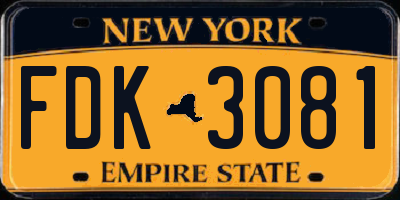 NY license plate FDK3081