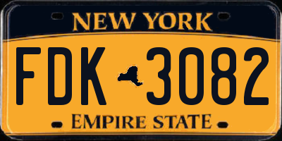 NY license plate FDK3082