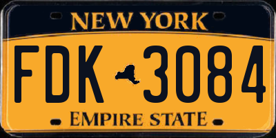 NY license plate FDK3084