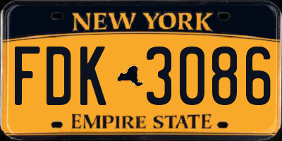 NY license plate FDK3086