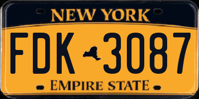 NY license plate FDK3087