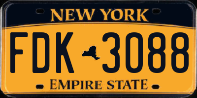 NY license plate FDK3088