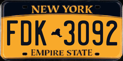 NY license plate FDK3092