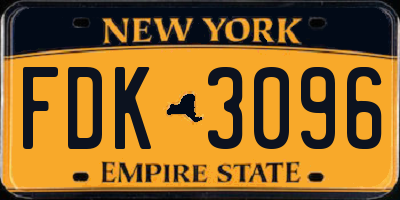 NY license plate FDK3096