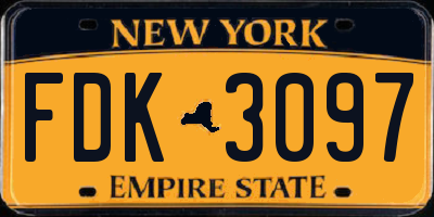 NY license plate FDK3097