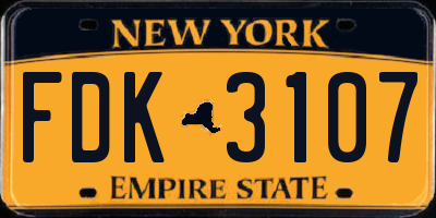NY license plate FDK3107