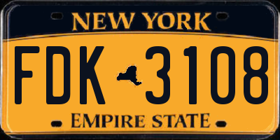 NY license plate FDK3108