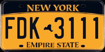 NY license plate FDK3111