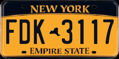 NY license plate FDK3117