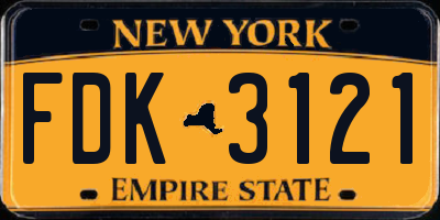 NY license plate FDK3121