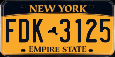 NY license plate FDK3125