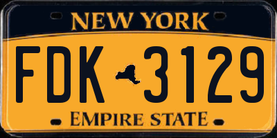 NY license plate FDK3129