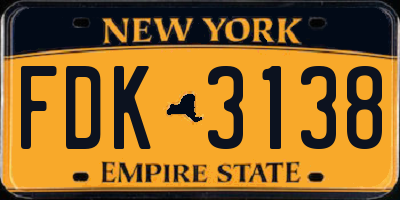 NY license plate FDK3138