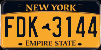 NY license plate FDK3144
