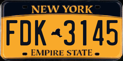 NY license plate FDK3145
