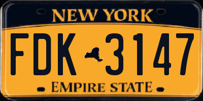 NY license plate FDK3147