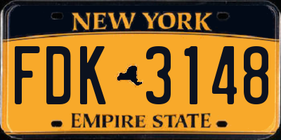 NY license plate FDK3148