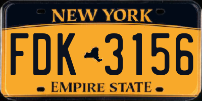 NY license plate FDK3156