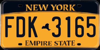 NY license plate FDK3165
