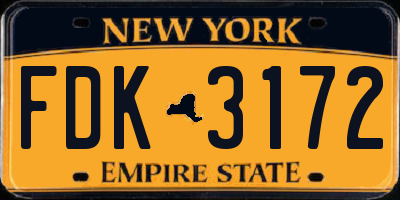 NY license plate FDK3172