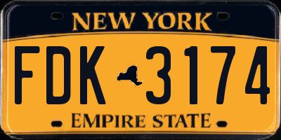 NY license plate FDK3174
