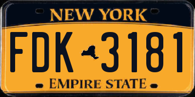 NY license plate FDK3181