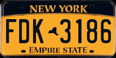 NY license plate FDK3186
