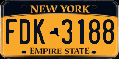 NY license plate FDK3188