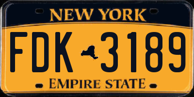 NY license plate FDK3189