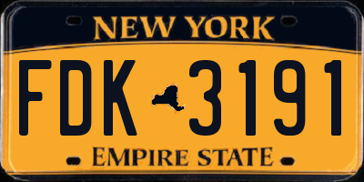 NY license plate FDK3191