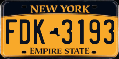 NY license plate FDK3193