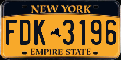 NY license plate FDK3196