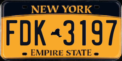 NY license plate FDK3197