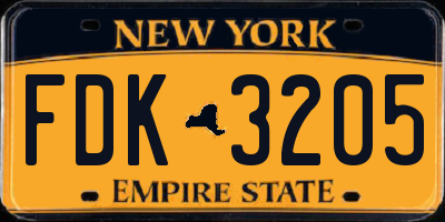 NY license plate FDK3205