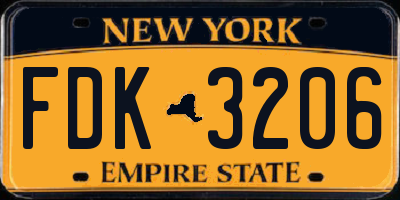 NY license plate FDK3206