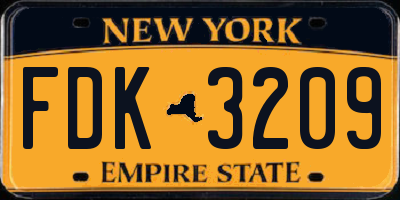 NY license plate FDK3209