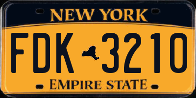 NY license plate FDK3210