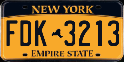 NY license plate FDK3213