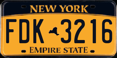 NY license plate FDK3216