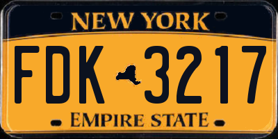 NY license plate FDK3217