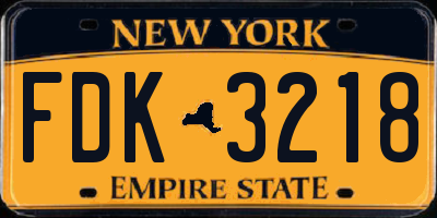 NY license plate FDK3218