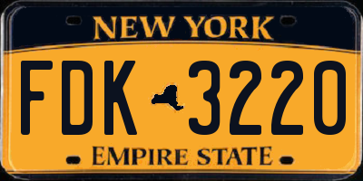 NY license plate FDK3220