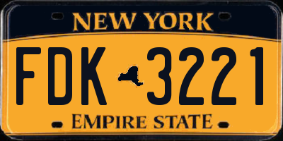 NY license plate FDK3221